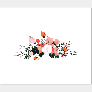 GRAPHIC COLORED FLOWERS BOUQUET Posters and Art